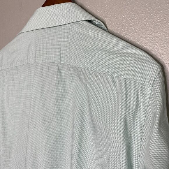 Michael Kors Men's M Light Green White Houndstooth Button Down Shirt Casual - Picture 4 of 10